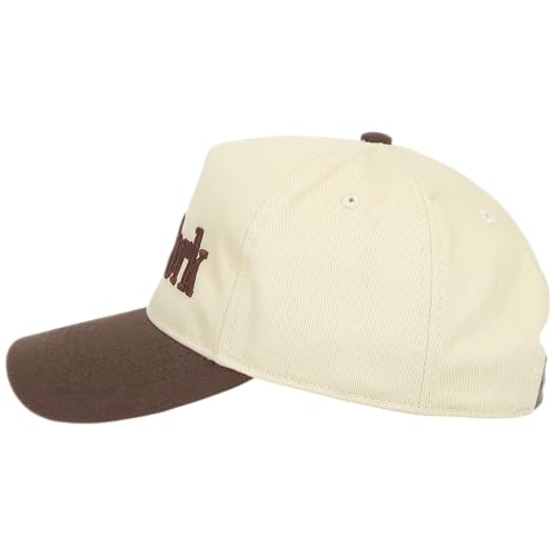 E BY ELIDAN New York Trucker Snapback Hat 3D Embroidered Baseball Cap - color: Cream Brown