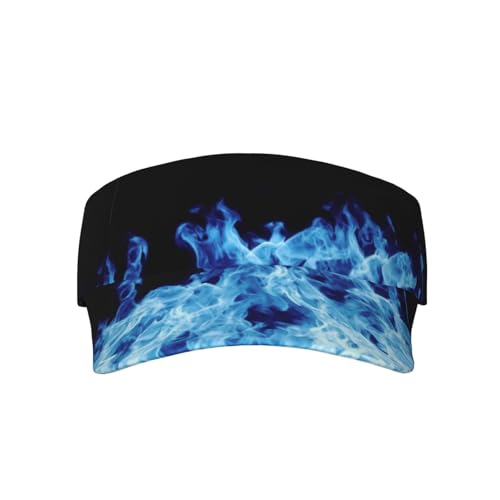Sports Sun Visor Hats Adjustable Men Women Lightweight Packable Cooling Empty Top Visor Hat for Running, Tennis, Golf - color: Blue Fire Flame