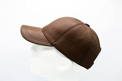 Genuine Leather Unisex Baseball Cap - color: Brown