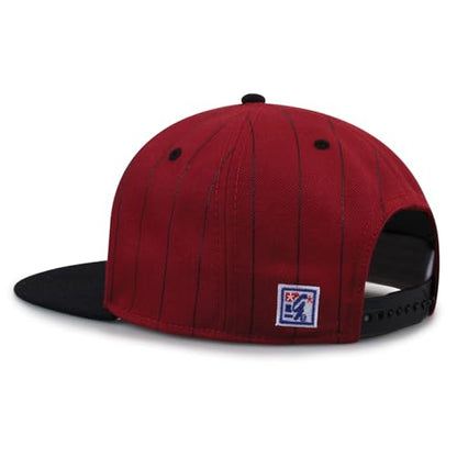 The Game NCAA Licensed, Arkansas Razorbacks Flat Brim Snapback Hat - color: Red/Pin Stripe