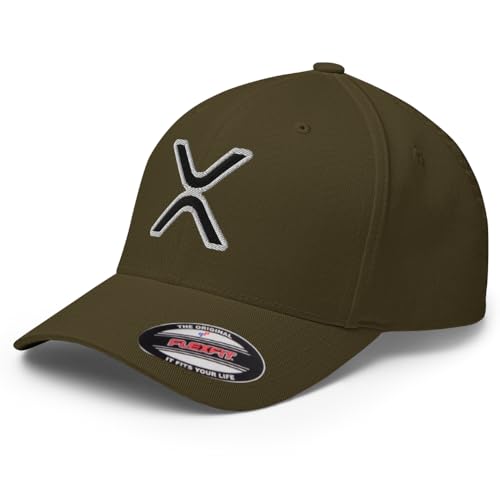 FX XRP Fitted Hat Embroidered Curved Bill Mid Crown Closed-Back Structured Twill Cap - color: Olive, size: Large-X-Large