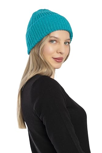 Seamless Beanie Cap, Acrylic Unisex Winter Beanie - color: Teal