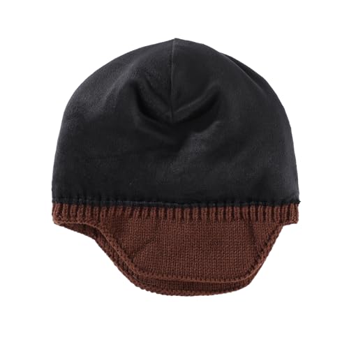 Home Prefer Mens Winter Hat Knit Earflap Hat Stocking Caps with Ears Beanie Hat - color: Walnut