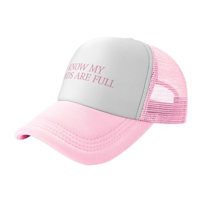 Funny Trucker Hats for Women Country Women's Trucker Hats Breathable Mesh Summer Caps Adjustable Pink Hats - color: I Know My Hands Are Full