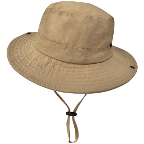 ZOORON Kids Sun Hat UPF 50+ Quick Dry Bucket Safari Hat for Girls and Boys - color: Coffee