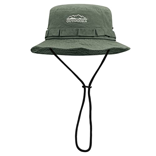 Clakllie Sun Hats for Women Men UV Protection Boonie Hats Summer Safari Jungle Hat Fishing Beach Hats UPF 50+ Camping Hats - color: S-dfh03-army Green
