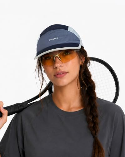 Croogo Running Cap Water Resistant Foldable Sports Hat - color: Navy/Gray