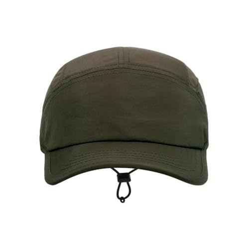 5 Panel Hat, Quick Dry Baseball Cap, Drawstring Elastic Sport Cap for Running, Fishing - color: Dark Green