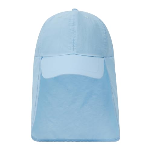American Trends Mens Sun Hat with Neck Flap, UV Protection Outdoor Flap Hat, Packable Soft Fishing Hiking Gardening Hat - color: Blue