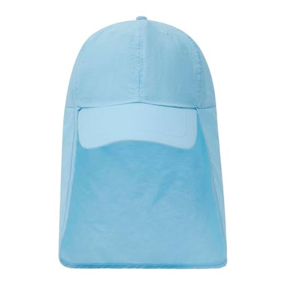 American Trends Mens Sun Hat with Neck Flap, UV Protection Outdoor Flap Hat, Packable Soft Fishing Hiking Gardening Hat - color: Blue