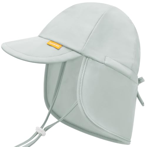 Duoyeree UPF 50+ Baby Sun Hat, Neck Flap Protection for Toddlers - color: A-grey, size: 6-24 Months