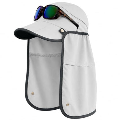 Palmyth Fishing Sun Hat with Detachable Neck Flap UPF 50+ Baseball Cap - color: Light Grey