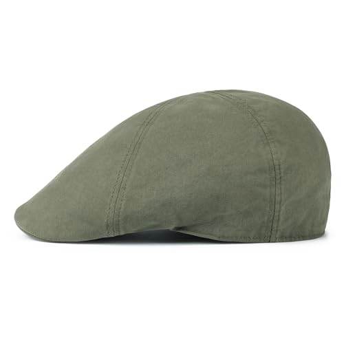 BOTVELA Men Cotton Ivy Irish Gatsby Cabbie Newsboy Cap - color: Army Green, size: 7 1/2
