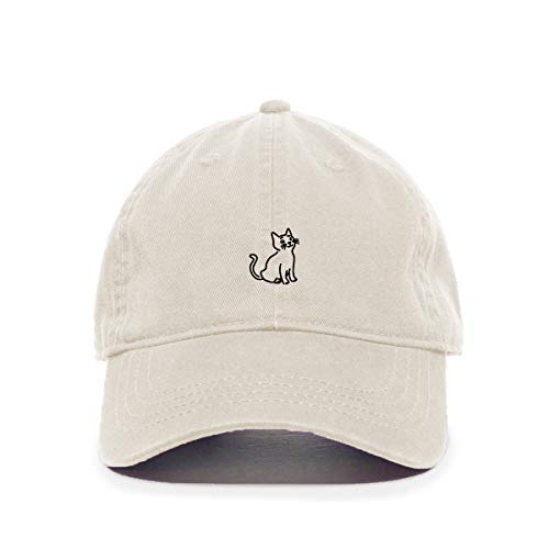 Cat Baseball Cap Embroidered Cotton Adjustable Dad Hat - color: Putty