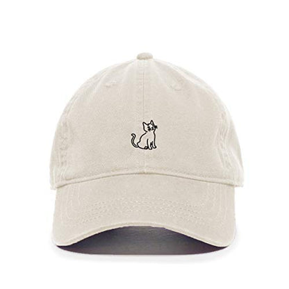 Cat Baseball Cap Embroidered Cotton Adjustable Dad Hat - color: Putty