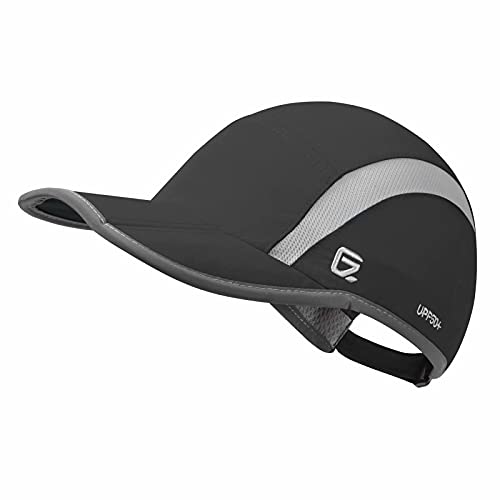 GADIEMKENSD Reflective Folding Outdoor Hat Unstructured Design UPF 50+ Sun Protection Sport Hats for Womens and Mens - color: Black, size: 6 7/8-7 1/2