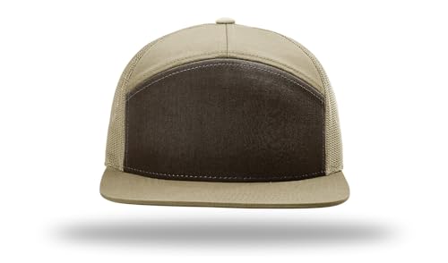 Richardson 168 168P Hat 7-Panel Trucker Cap Hi-Pro Snapback Cap Camo Hat Adjustable Baseball Hat Blank Hat Bulk Hats - color: Brown/Khaki