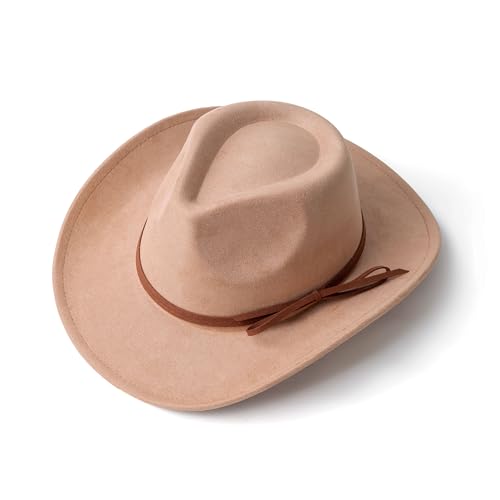 Suede Cowboy Hat for Women & Men Classic Western Hats - color: Camel