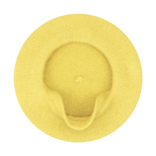 Gllutt Women Wool Beret Hat French Style Solid Color - color: Banana Yellow