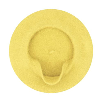 Gllutt Women Wool Beret Hat French Style Solid Color - color: Banana Yellow