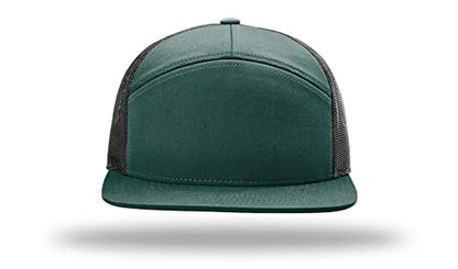 Richardson 168 168P Hat 7-Panel Trucker Cap Hi-Pro Snapback Cap Camo Hat Adjustable Baseball Hat Blank Hat Bulk Hats - color: Dark Green/Black