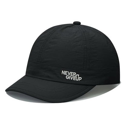 Clakllie Quick Dry Short Brim Cap for Men Lightweight 6 Panel Baseball Cap Golf Dad Hats Women's Running Trucker Hat - color: Cdus-bssq2505-black