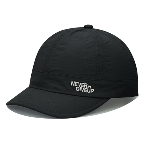 Clakllie Quick Dry Short Brim Cap for Men Lightweight 6 Panel Baseball Cap Golf Dad Hats Women's Running Trucker Hat - color: Cdus-bssq2505-black
