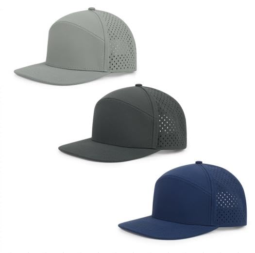 Quick Dry Baseball Cap Flat Brim Snapback Golf Hat for Men Women - color: Navy+darkgrey+lightgrey