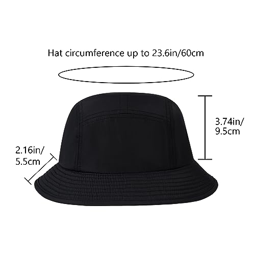 BASSDASH UPF50+ Fishing Bucket Hat for Men Women Lightweight Water Resistant Packable Outdoor Summer Sun Hats FH13 - color: Black