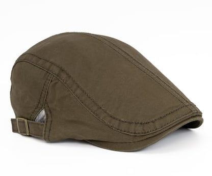 Quanhaigou Unisex Denim Newsboy Hats Flat Ivy Gatsby Cabbie Driving Berets Hat Cotton Dad Cap for Men Women - color: Army Green