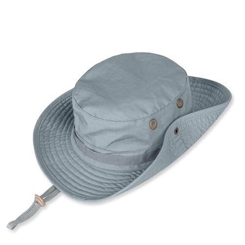 Sun Hats for Men Women Bucket Hat UPF 50+ Boonie Fishing Safari Hat - color: Light Grey