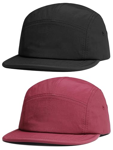 COOLSOME 5 Panels Hat Basic Daily Wear Breathable Quick Dry Cap - color: Red/M Size