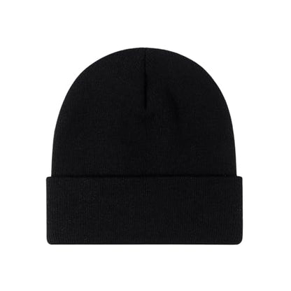 Winter Beanie Men Women Heavyweight Stretch Knit Cuffed Hat - color: Black,plain