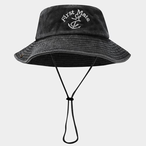 Sun Bucket Hat for Men Women Fishing Beach Safari Trendy Cotton Cowboy Cap for Golf Hiking Hunting Outdoor Boonie - color: Mate Anchor