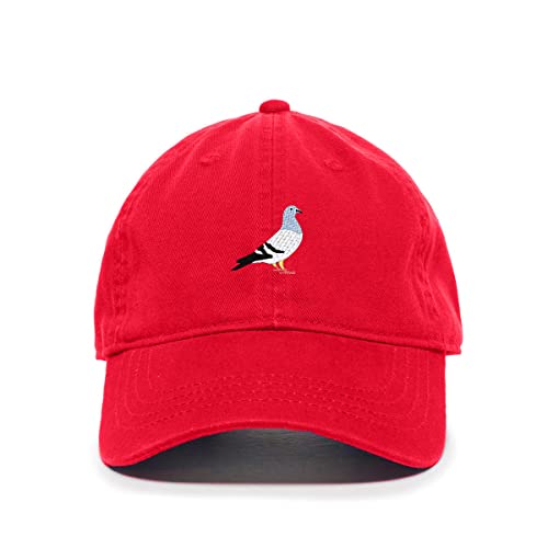 Pigeon Baseball Cap Embroidered Cotton Adjustable Dad Hat - color: Red