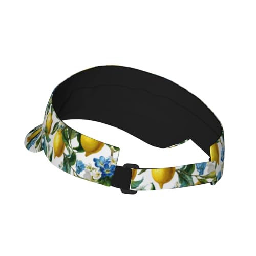 Unisex Adjustable Sports Sun Visor - color: Blue Floral Lemon