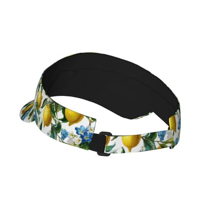 Unisex Adjustable Sports Sun Visor - color: Blue Floral Lemon