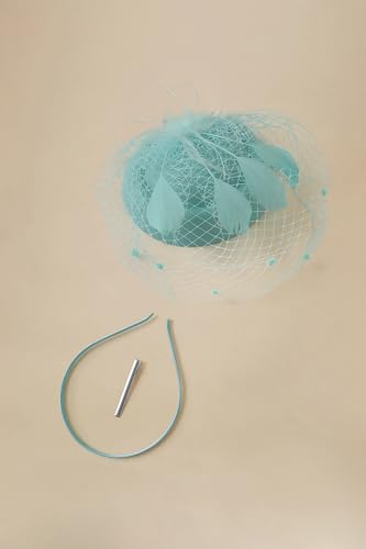 BABEYOND Fascinators Hats for Women Tea Party Pillbox Derby Wedding Hat - color: Turquoise