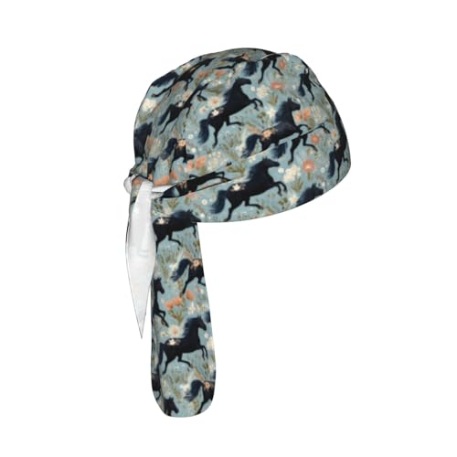 Adjustable Cycling Cap, Quick Dry Sports Bandana Skull Cap Helmet Liner - color: Funny Horses Flower