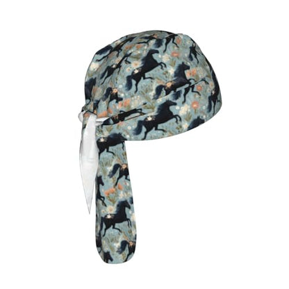 Adjustable Cycling Cap, Quick Dry Sports Bandana Skull Cap Helmet Liner - color: Funny Horses Flower