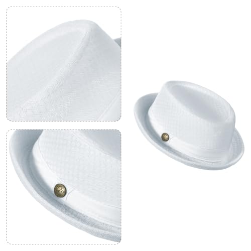 XGOPTS Unisex Summer Mesh Straw Porkpie Hat Trilby Jazz Fedora Panama Hats - color: White