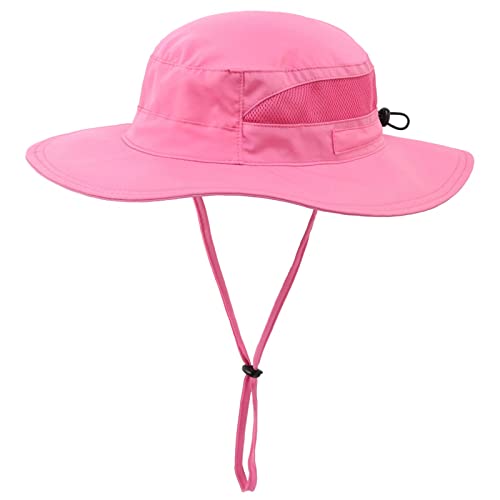 Connectyle Toddler Kids Sun Hat UPF 50+ UV Protection - Boys & Girls Wide Brim Bucket Hats for Outdoor Summer, Ages 2-6 - color: Hot Pink, size: 2-4T