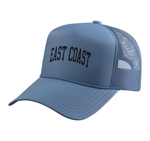 East Coast Vintage Style Trucker Hat with Adjustable Mesh Back - color: Light Blue