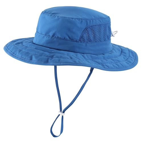 Connectyle Kids Foldable Wide Brim Sun Hat UPF 50+ Sun Protection Bucket Hats Breathable Summer Beach Hat for Boys Girls - color: Royal Blue, size: Medium