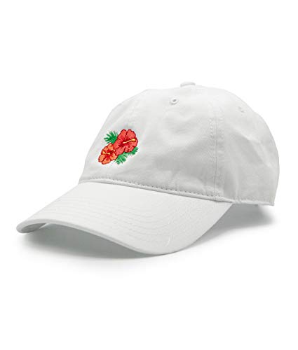 Riot Society Mens Embroidered Adjustable Dad Hat - color: Hibiscus Embroidered (White)