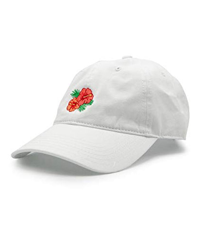 Riot Society Mens Embroidered Adjustable Dad Hat - color: Hibiscus Embroidered (White)