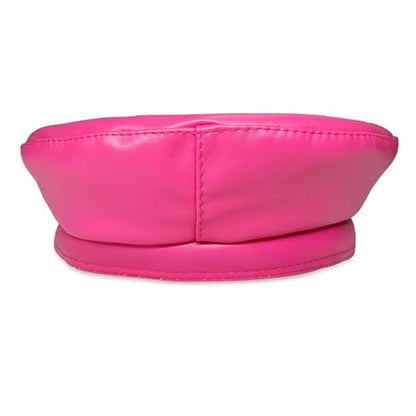 Chic PU Leather Beret for Women, Classic Berets Artist Painter Cap with Rhinestones Accessories - color: Hot Pink