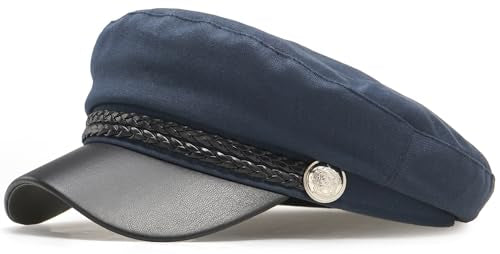 Women Newsboy Cap Fiddler Caps Classic Beret Hat Fisherman Hats - color: Navy Blue
