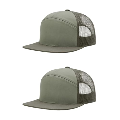 Richardson 168 Hi-Pro 7 Panel Adjustable Snapback Trucker Mesh Back Cap - color: Loden