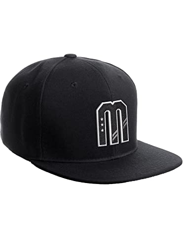 Daxton Classic Snapback 3D Alphabet A to Z Numbers Initials Flat Bill Visor Cap - color: Black, style: Letter M